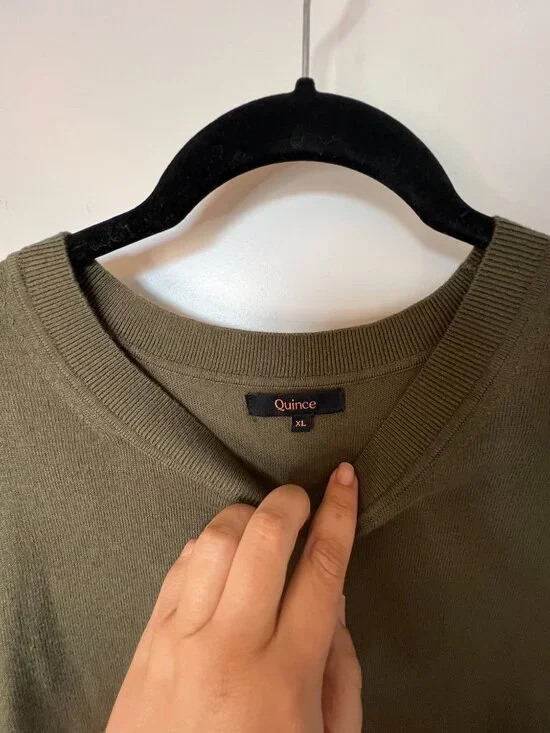 Quince XL Lightweight Cotton Cashmere Crew Sweater, Green - Picture 9 of 9